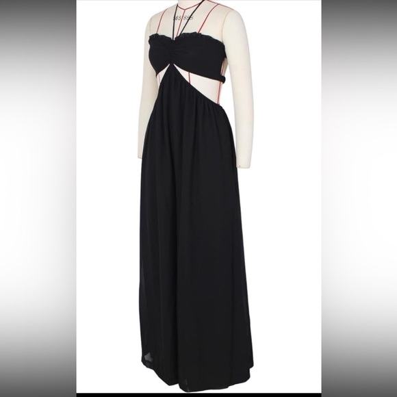 Bluewolfsea Womens Sexy Halter Backless Chiffon Wide Leg Jumpsuit Boho NWT 2XL - Picture 4 of 9